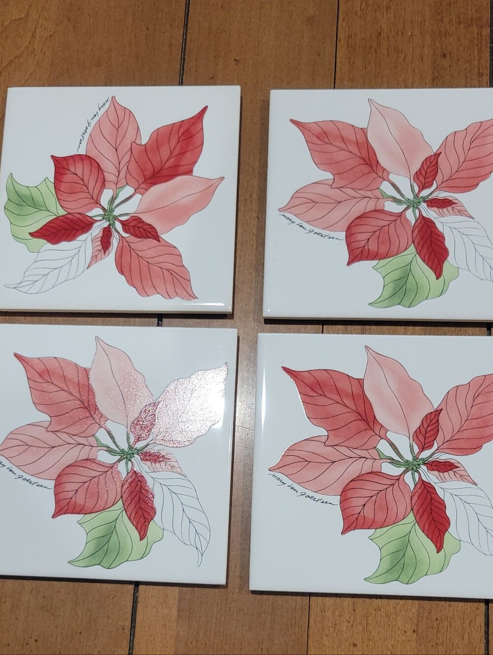 Vintage Pointsettia Set Of 4 Coasters NEW